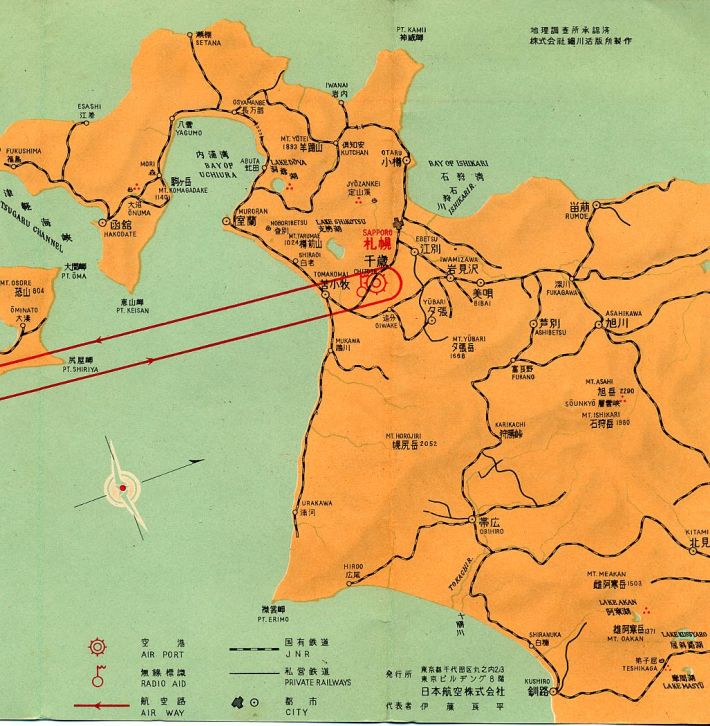 日本航空国内線航空路線図